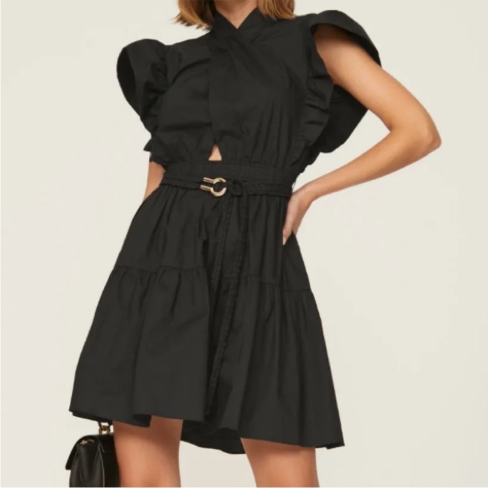Derek Lam Finn Ruffle Sleeve Dress Black